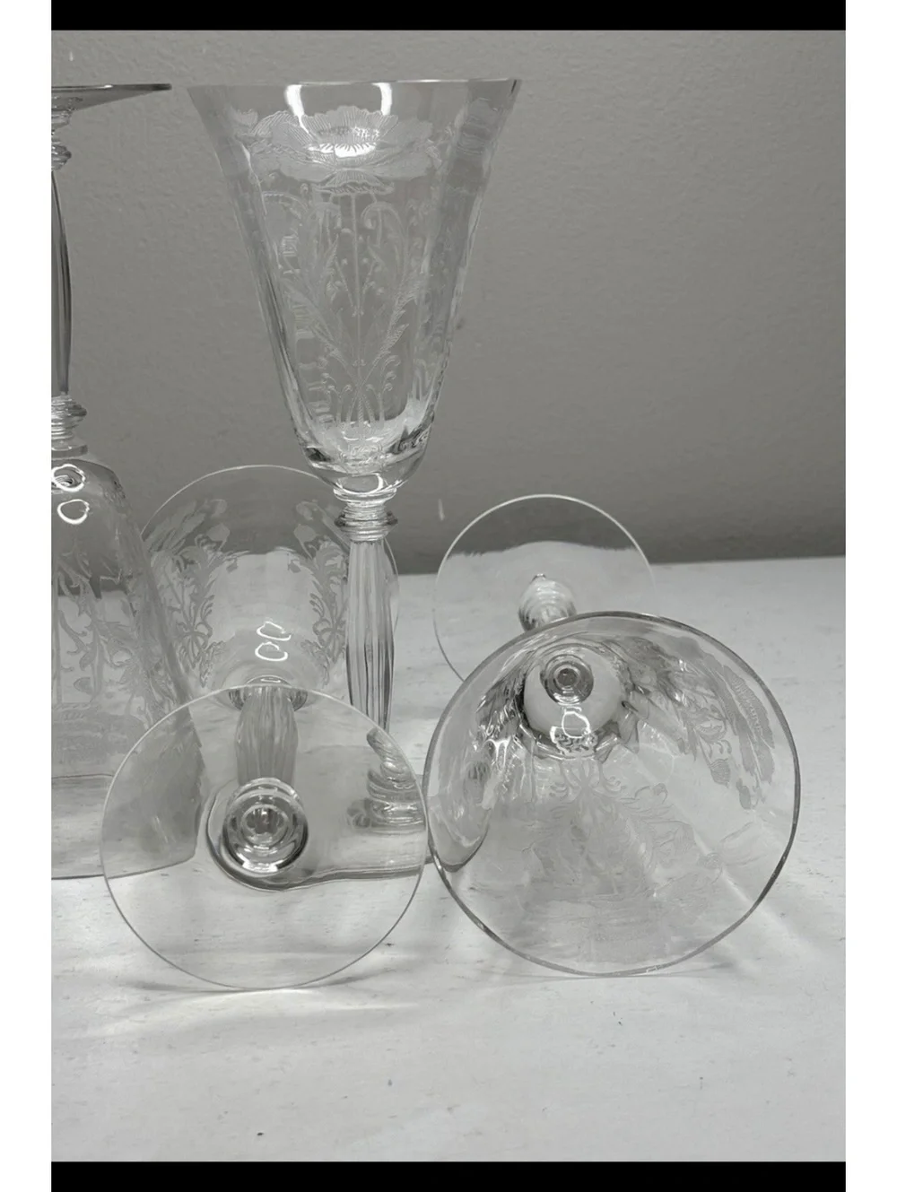 Tiffin-Franciscan Crystal Flanders Clear Stem 15024-024 Water Goblets set of 6